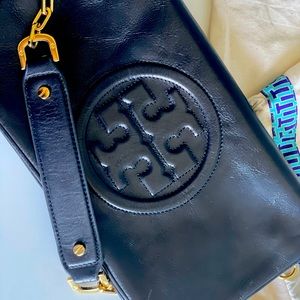 Tory Burch black leather clutch